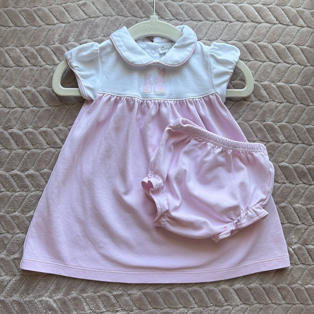 Kissy Kissy Girls’ Easter Dress with Matching Bloomers. Size 3-6 Months